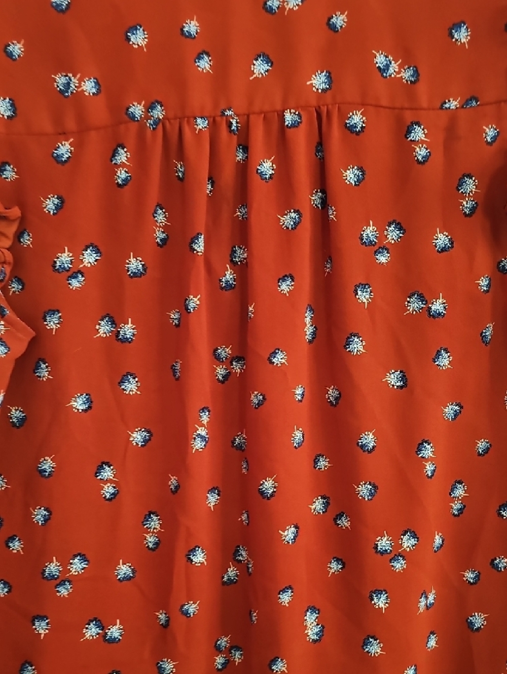 LOFT Orange Floral Ruffle Cap-Sleeve Tank - Picture 5 of 7